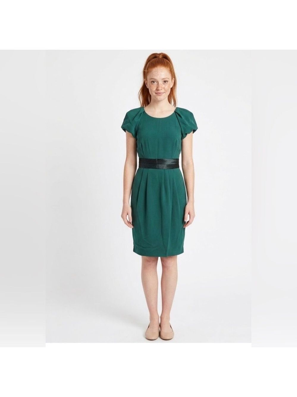 Betty Jackson Vintage Style Emerald Green Cocktail Dress - Size Medium